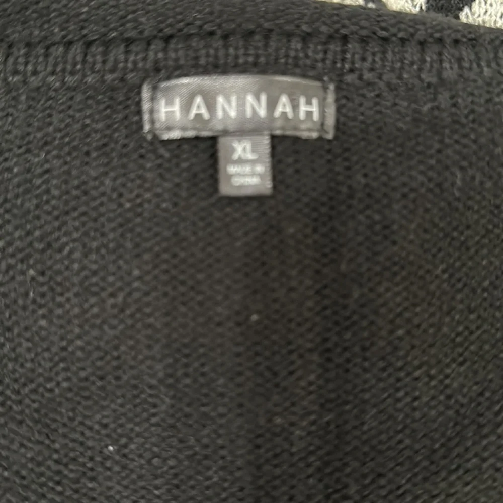 Hannah Boho Black and White Round Neck 3/4 Sleeve Sweater size XL - Picture 6 of 7